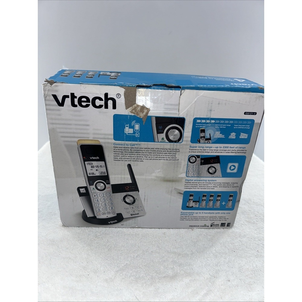 VTech Cordless Phone Answering Machine Bluetooth 4 Handset, IS8121-4 Open Box